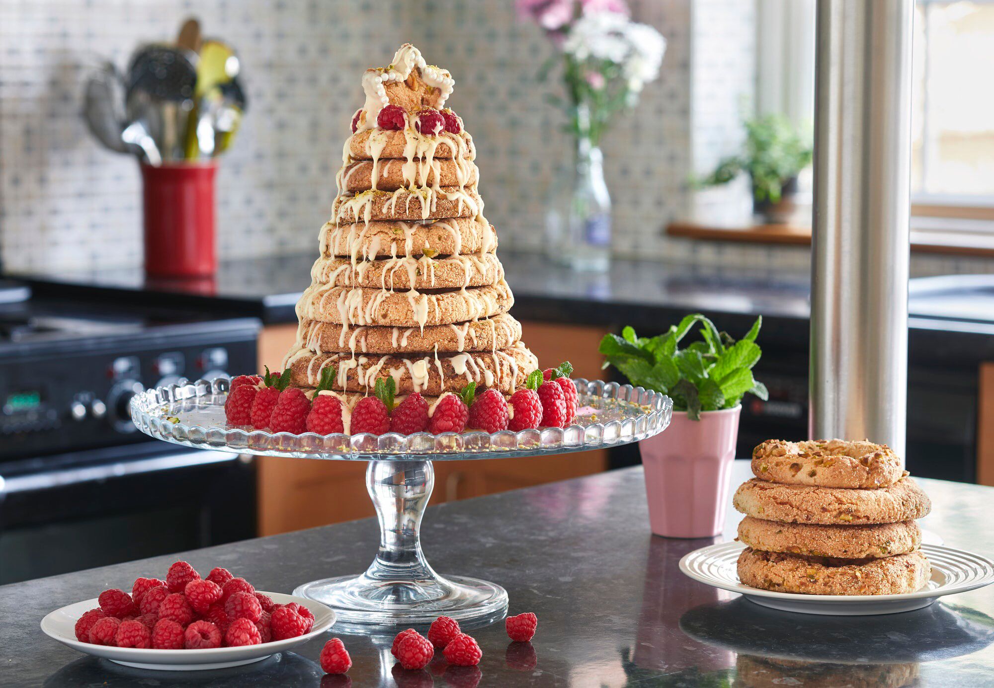 Almond Biscuit Tower Prepared by Chef Lina Saad